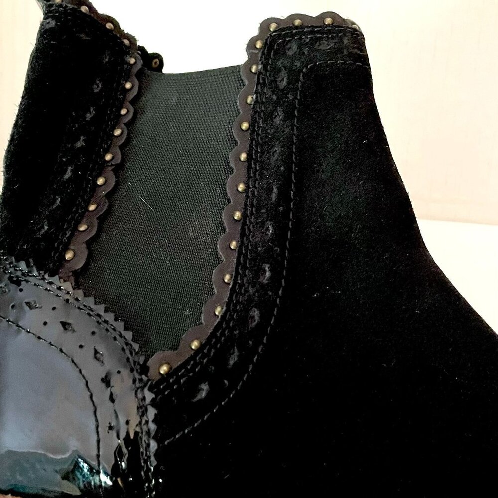 Free People Atlas Black Suede Leather Studded Chelsea Moto Ankle Boots - Picture 4 of 15